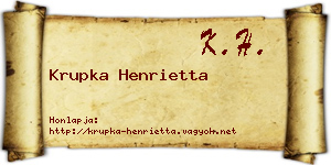 Krupka Henrietta névjegykártya